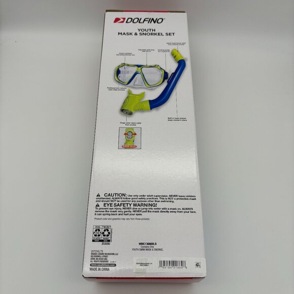 Dolfino Youth Mask & Snorkel Set, Blue Green Kids Summer Pool Swim Water NEW - Picture 2 of 2